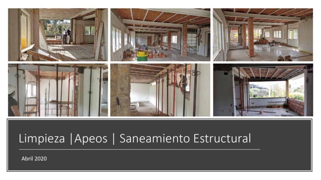 4. Reforma integral local comercial pedralbes, barcelona coste casa, saneamiento estructural y apeos